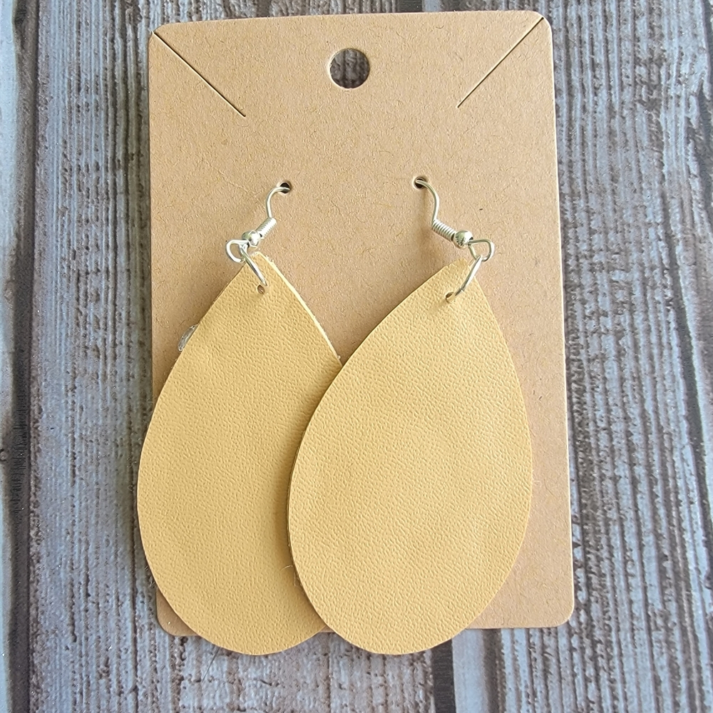 Khaki Faux Leather Earrings